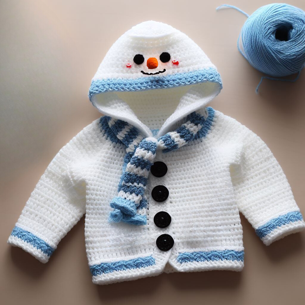 All Sizes Snowman Cardigan – Crochet Pattern