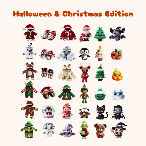36-in-1 Crochet Pattern Bundle - Halloween & Christmas Edition