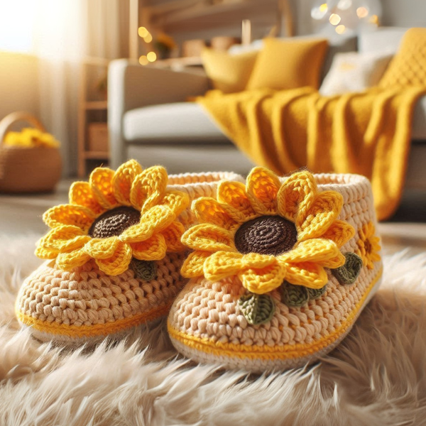 Floral Bliss Slippers – Crochet Pattern