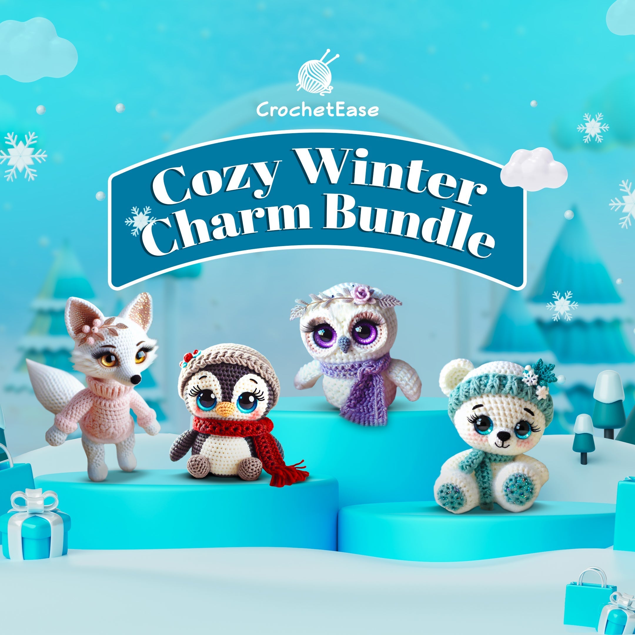 4 in 1 : Cozy Winter Charm Bundle  – Crochet Pattern