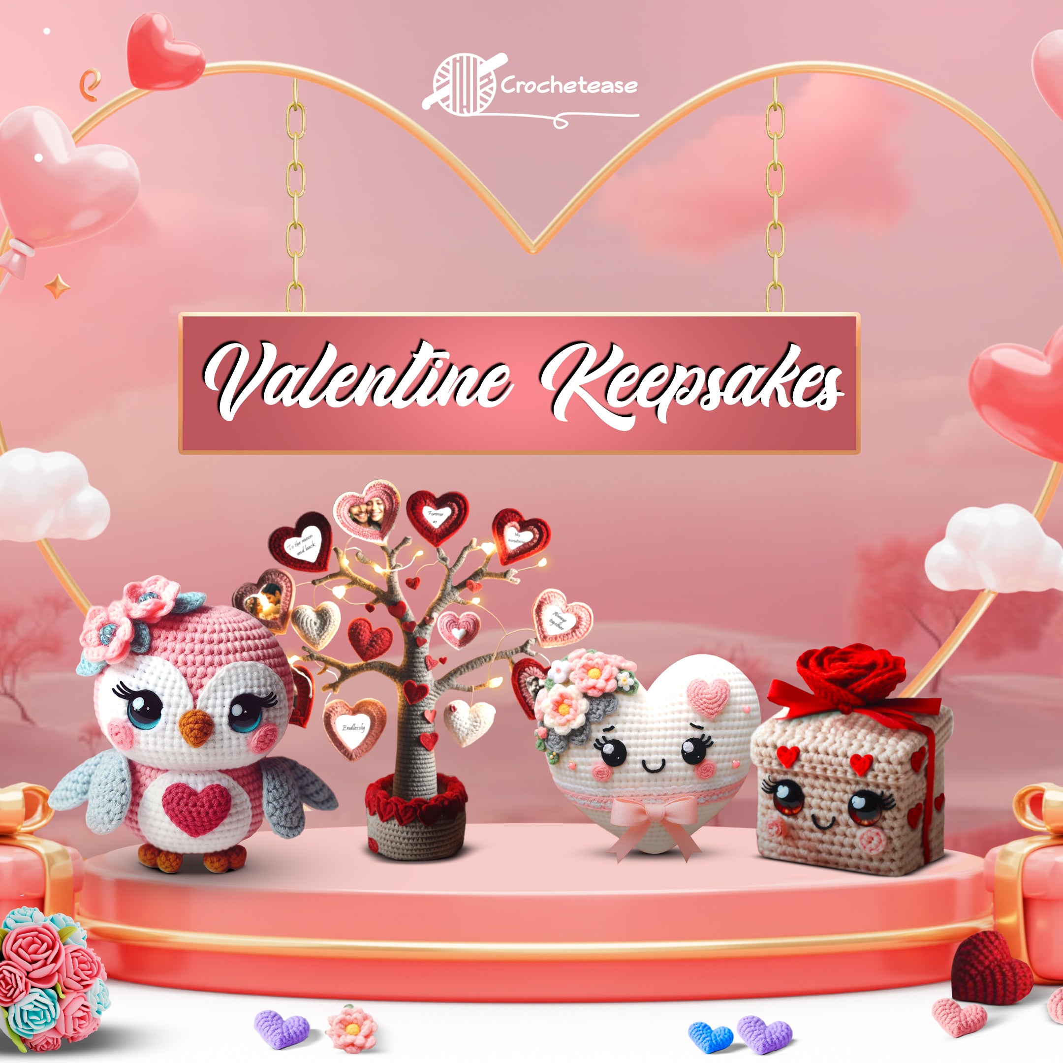 4 in 1 : Valentine Keepsakes  – Crochet Pattern